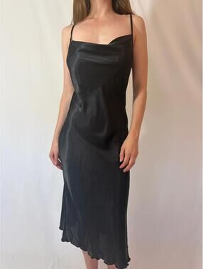 Black Silky Bebe Formal Slip Dress Small